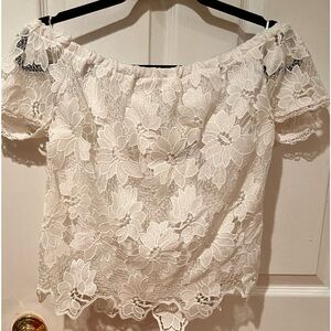 White crochet lace .Kendell&Kylie topMed.Covered buttons down back.on/off should